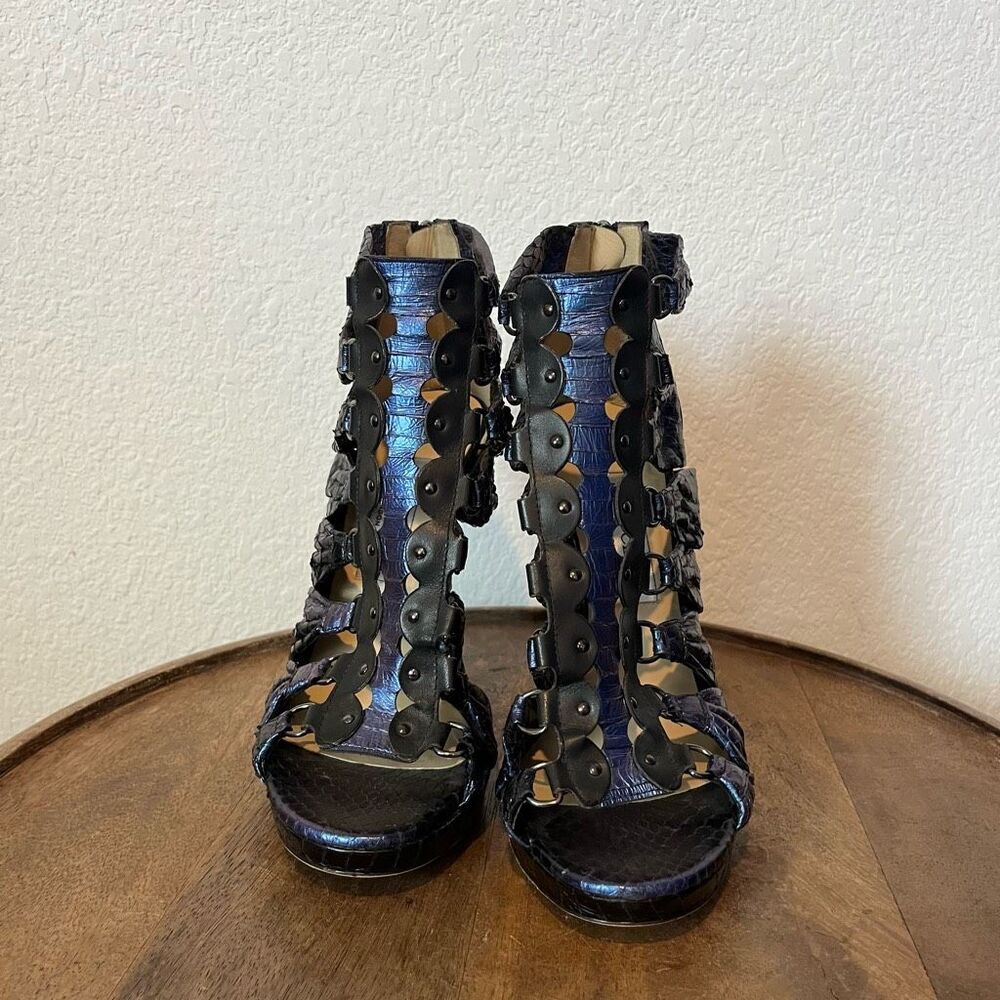 Jimmy Choo Iridescent Python Skin Strappy Heels S… - image 2